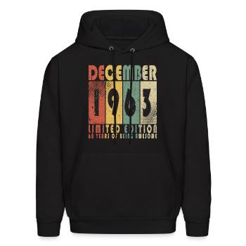 December 1963 - 1963 December - Men's Hoodie - black - Front - Elias (183cm)