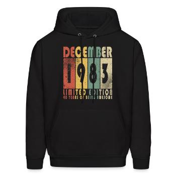 December 1983 - 1983 December - Men's Hoodie - black - Front - Elias (183cm)