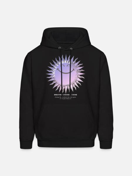 SmileyWorld Smiling Sun In Purple - Men's Hoodie - black