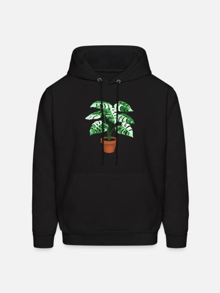 Variegated Monstera - Men's Hoodie - black