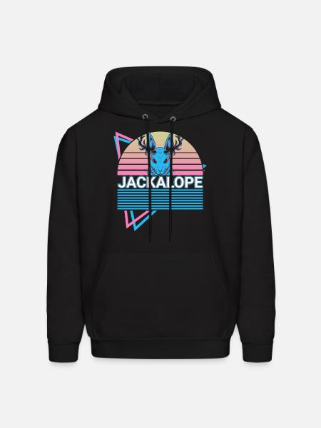 Jackalope Retro Cryptid Cryptozoology - Men's Hoodie - black