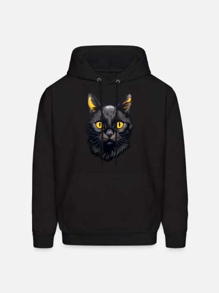 Black Cat face - Men's Hoodie - black