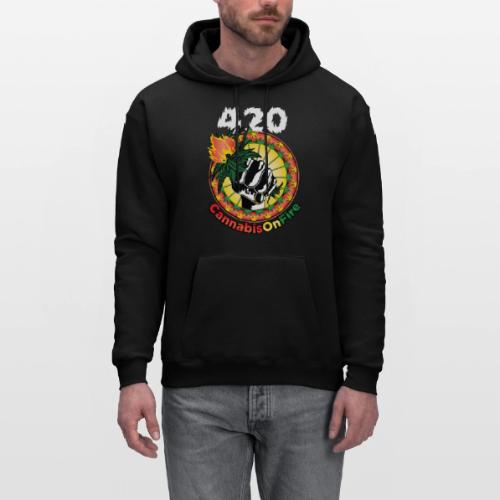 Whimsical 420 OnFire Time Weed Marijuana Design - Men's Hoodie