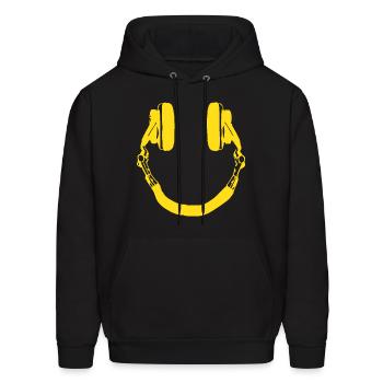 Smiley Headphones DJ DeeJay Gift for DJ s and Musi - Men's Hoodie - black - Front - Elias (183cm)