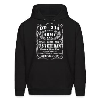 DD 214 army blood sweat tears u s veteran freedo - Men's Hoodie - black - Front - Elias (183cm)