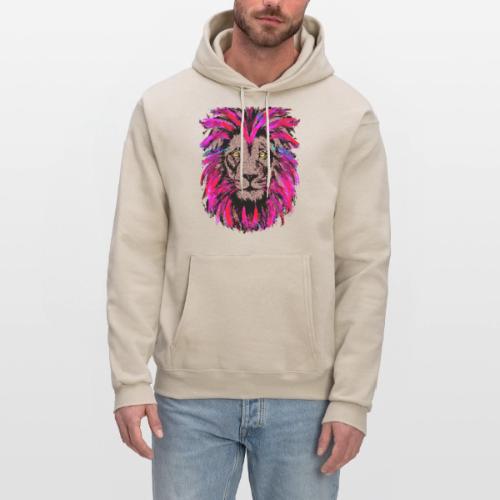 Purple Lion Head - Pink Lion Face Drawing - Men's Hoodie