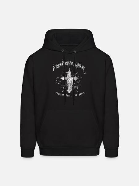 Fortis Fortuna Adiuvat - Cross and Hand Tattoo - Men's Hoodie - black