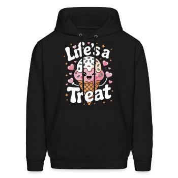 Life’s a Treat Kawaii Ice Cream Cone - Men's Hoodie - black - Front - Elias (183cm)