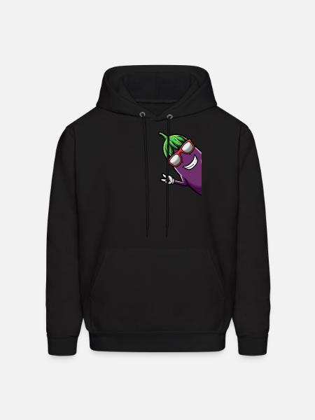 Eggplant Fruit Vegetable Vegetarian - Men's Hoodie - black