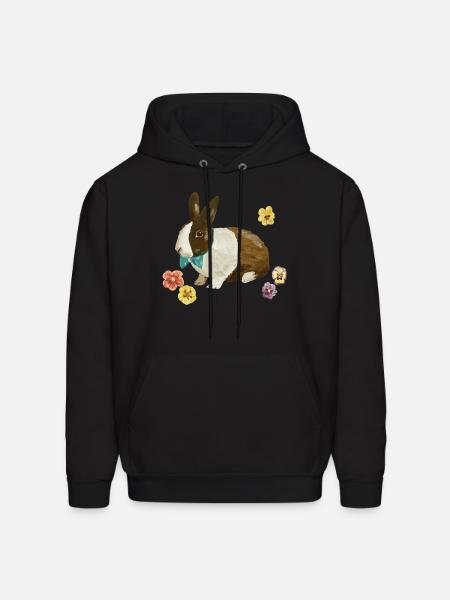 Black And White Bunny - Men's Hoodie - black