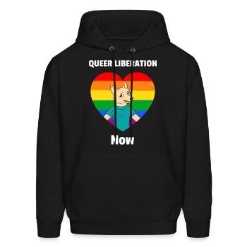 Queer Liberation Now - Men's Hoodie - black - Front - Elias (183cm)