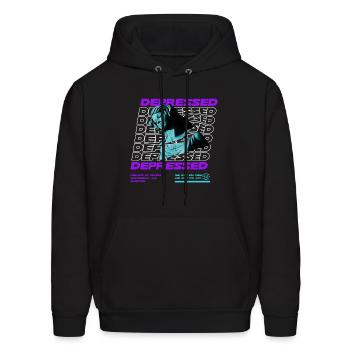 Depressed Statue Streetwear - Men's Hoodie - black - Front - Elias (183cm)