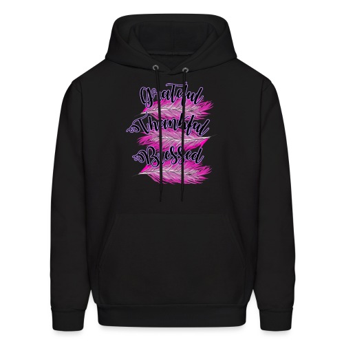 pink feathers grateful thankful blessed - Men's Hoodie