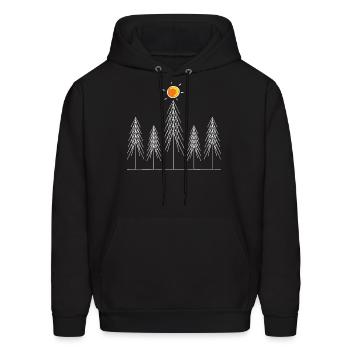 Minimalist Pine Tree Design Sun Graphic - Men's Hoodie - black - Front - Elias (183cm)