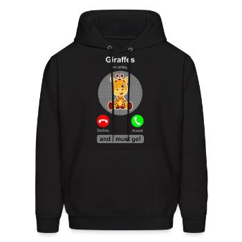 Giraffe Phone Screen Giraffes Calling Giraffes - Men's Hoodie - black - Front - Elias (183cm)