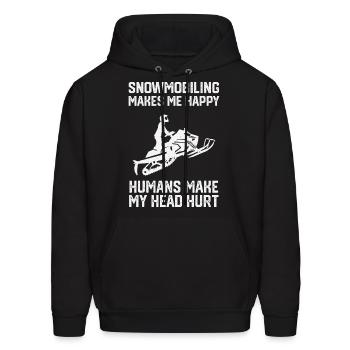Snowmobiling makes me happy humans make - Men's Hoodie - black - Front - Elias (183cm)