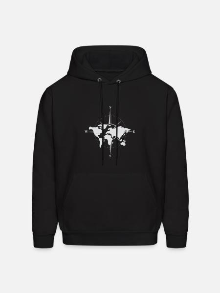 World map and compass - Men's Hoodie - black