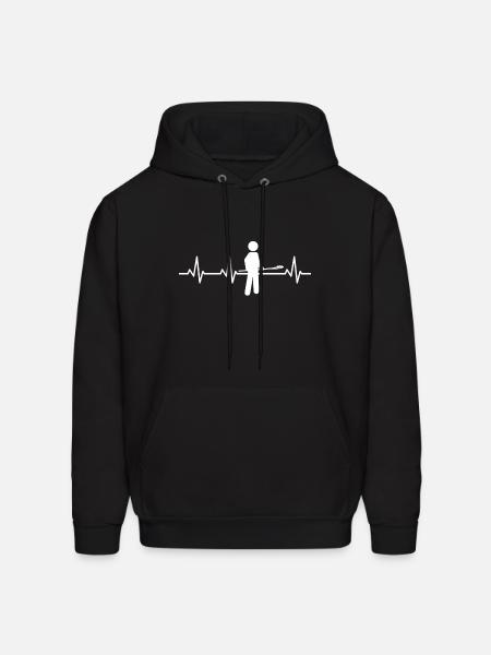 Baking Stickfigures Heartbeat - Men's Hoodie - black