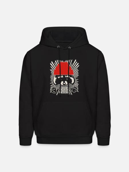 Raccoon DEVO Hat Poster – Bold Political Art Print - Men's Hoodie - black