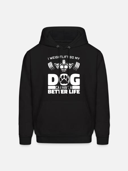 Weightlifting Weightlifter Dog - Men's Hoodie - black