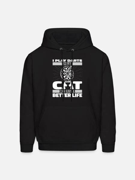 Darting Darts Cat - Men's Hoodie - black