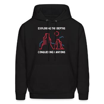Exploring the Depths Conquering Canyons - Men's Hoodie - black - Front - Elias (183cm)