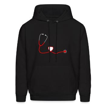 Red Stethoscope Heart - Men's Hoodie - black - Front - Elias (183cm)
