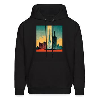 Futuristic Metropolis T-Shirt in a Vintage Look - Men's Hoodie - black - Front - Elias (183cm)