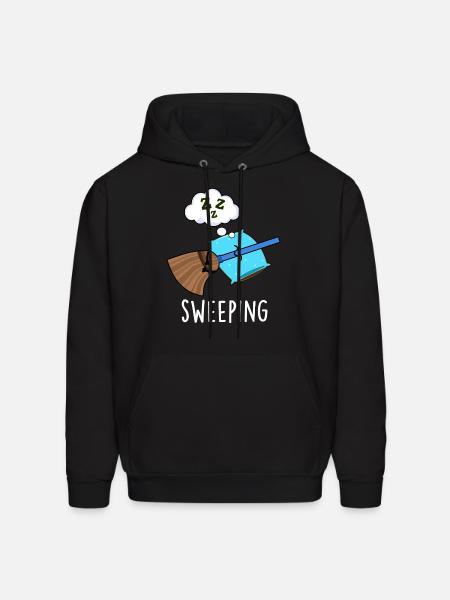Sweeping Funny Sleeping Broom - Men's Hoodie - black