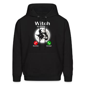 Witch is calling Trick or Treat Funny Halloween - Men's Hoodie - black - Front - Elias (183cm)