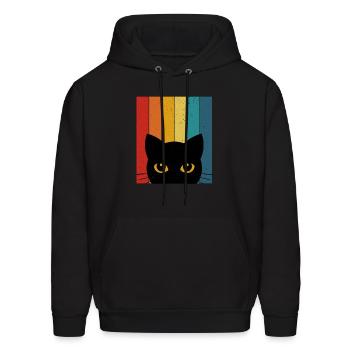 Vintage black cat face funny black cat face - Men's Hoodie - black - Front - Elias (183cm)