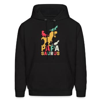 Papasaurus Papa Dinosaur Papa Saurus - Papa Dino - Men's Hoodie - black - Front - Elias (183cm)