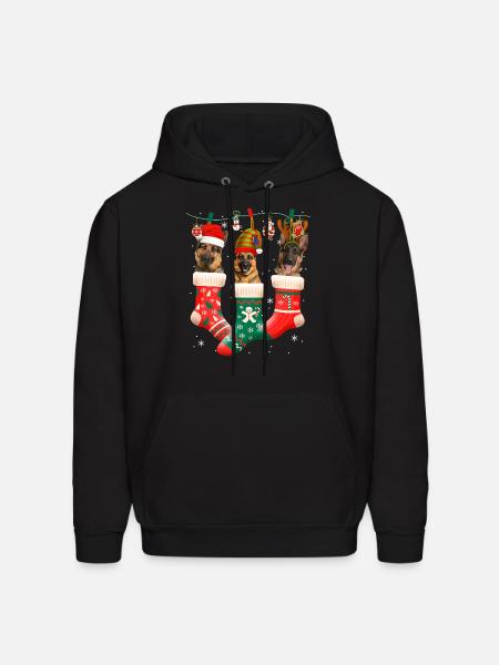 Christmas German Shepherd Sock - Men's Hoodie - black