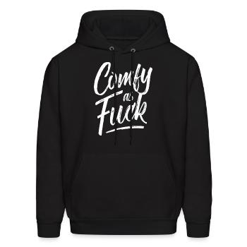 Comfy As Fuck Comfortable Af Lazy Casual - Men's Hoodie - black - Front - Elias (183cm)