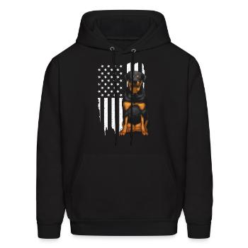 Rottweiler American Flag Dog For Patriot - Men's Hoodie - black - Front - Elias (183cm)