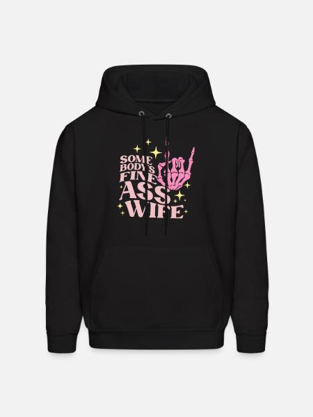 Wos Somebody'S Fine Ass Wife Retro eleton Hand - Men's Hoodie - black