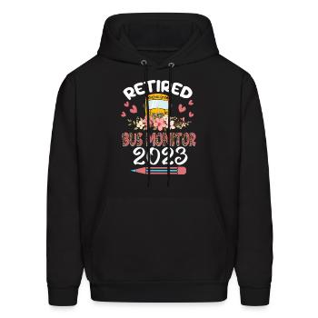 Retired Bus Monitor Est2023 Retiret Wo - Men's Hoodie - black - Front - Elias (183cm)