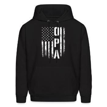 Opa America Flag For Father'S Day - Men's Hoodie - black - Front - Elias (183cm)