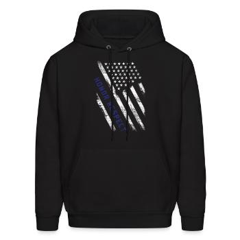 Honor Respect Usa Flag Police - Men's Hoodie - black - Front - Elias (183cm)