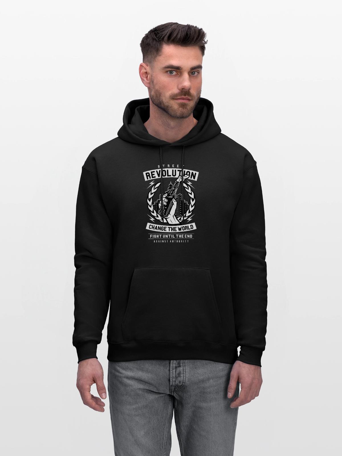 Street revolution - Men's Hoodie - black - Front - Elias (183cm)