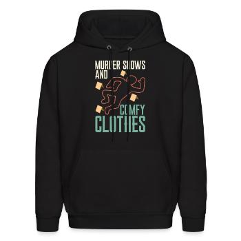 True Crime Murder Shows And Comfy Podcast - Men's Hoodie - black - Front - Elias (183cm)