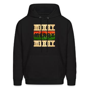 Merry Merry Merry Gold Red & Green - Men's Hoodie - black - Front - Elias (183cm)