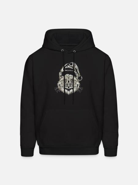 cat in santa hat2 - Men's Hoodie - black