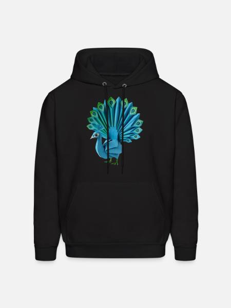 Origami Peacock - Men's Hoodie - black