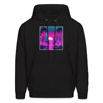 Neon Paradise Vaporwave Sunset Vibes - Men's Hoodie - black - Front - Elias (183cm)