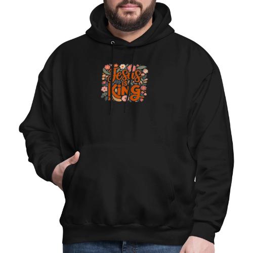 Jesus Is King – Floral Christian Typography Design - Men's Hoodie