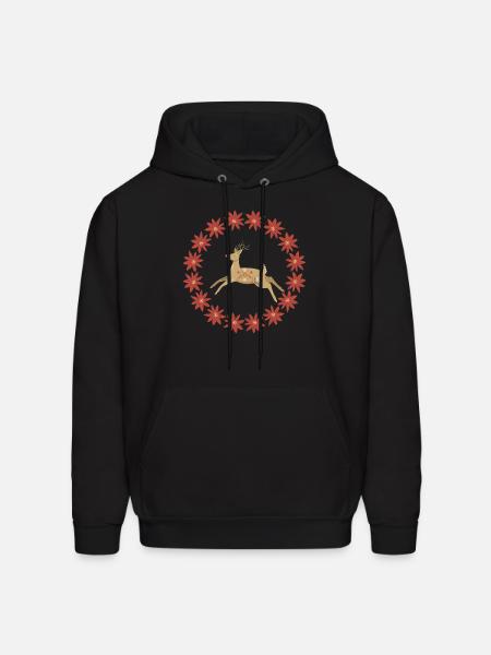 Retro Reindeer Ornament - Men's Hoodie - black