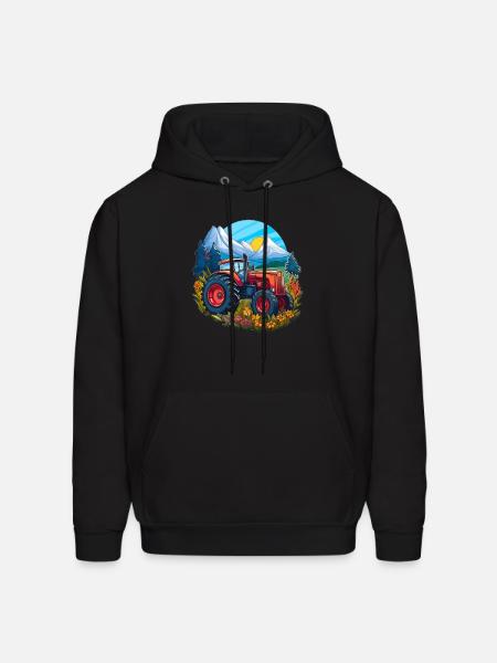 Alpine Meadow Tractor - Men's Hoodie - black