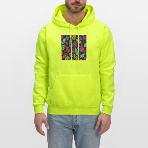 Luminous Foliage Tapestry: Neon Leaves Symphony - Men's Hoodie