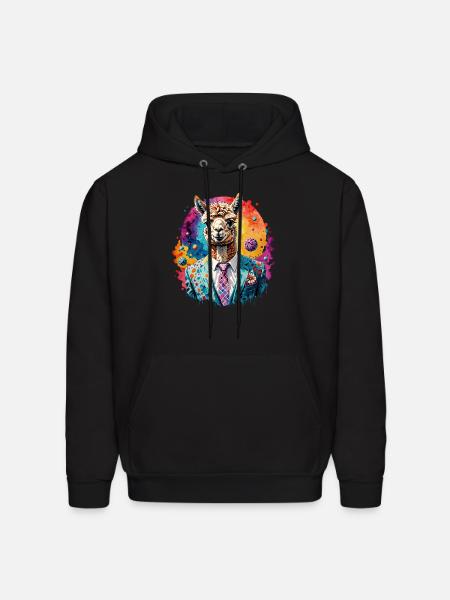 Alpaca in suit - Men's Hoodie - black